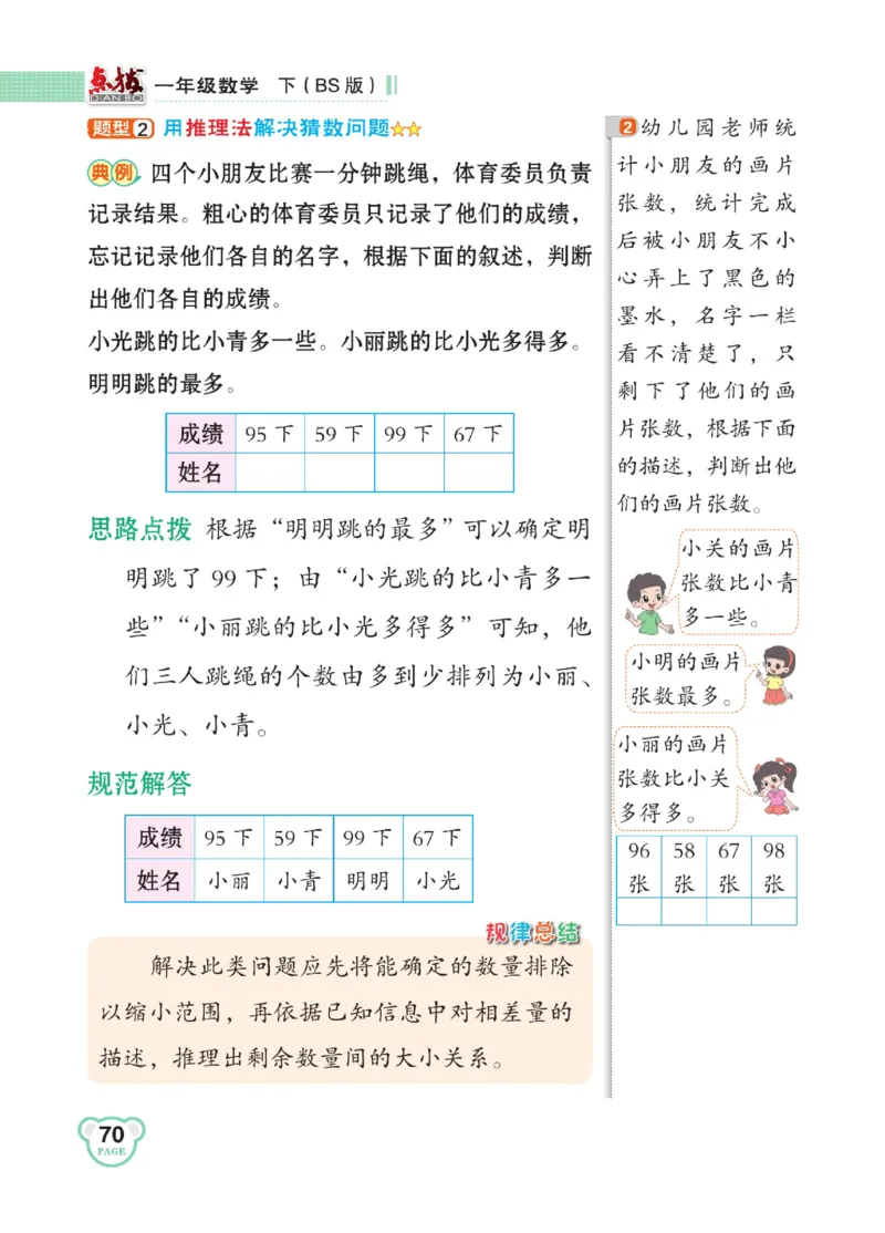 《点拨》23春数学1年级下册（BS）_一年级上下册资料_小学一年级学习资料-25年更新版_1-04、小学一年级数学下册_1-4-2、练习题、作业、试题、试卷_北师大版_电子册类