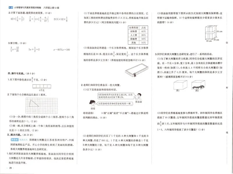 25秋《一本15天期末考点冲刺卷》苏教数学6上_25秋小学语数英习题试卷_数学_苏教版_25秋一本15天期末卷苏教版数学_25秋一本15天期末卷苏教版数学六上