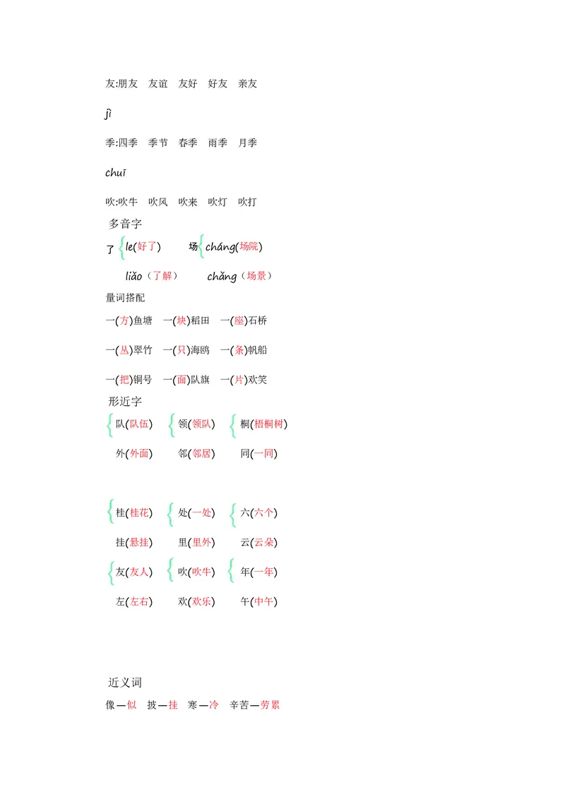 二年级上册语文部编版知识要点_二年级上下册资料_小学二年级学习资料-25年更新版_2-01、小学二年级语文上册_2-1-1、复习、知识点、归纳汇总
