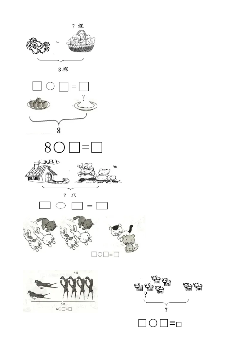 一年级数学解决&ldquo;看图列算式&rdquo;问题的几种类型_一年级上下册资料_一年级上语数英上下册学习资料_3-6-3、小学一年级数学上册_人教版_1、知识点总结