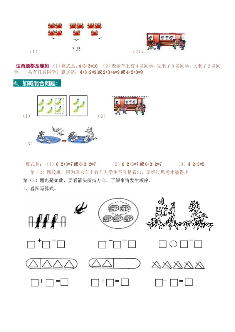 一年级数学解决&ldquo;看图列算式&rdquo;问题的几种类型_一年级上下册资料_一年级上语数英上下册学习资料_3-6-3、小学一年级数学上册_人教版_1、知识点总结