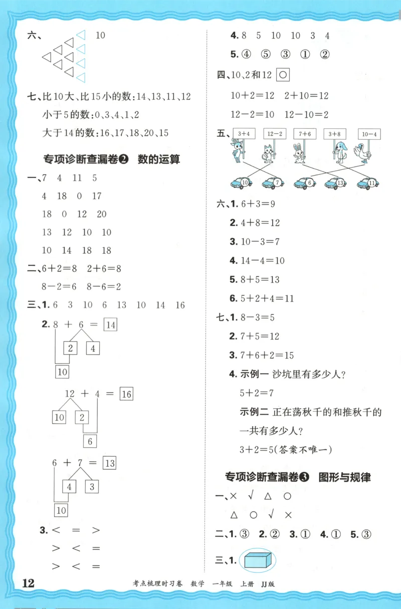 一年级数学上册冀教版25秋《王朝霞考点梳理时习卷》答案_25秋小学语数英习题试卷_数学_冀教版_1-6年级数学上册冀教版25秋《王朝霞考点梳理时习卷》