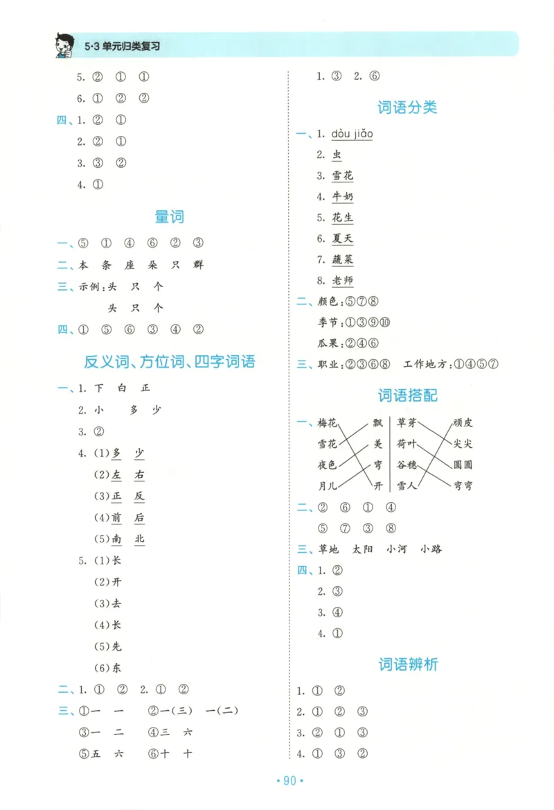 一年级语文上册人教版25秋《53单元归类复习》_25秋小学语数英习题试卷_语文_53单元归类复习完整版语文25年上册