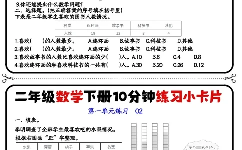 二年级下册数学10分钟练习小卡片(2)_小学数学一二三四五年级上下册晨读晚默每日练小纸条知识点_小学数学（每日一练小纸条）_人教版数学每日一练2下（60天）