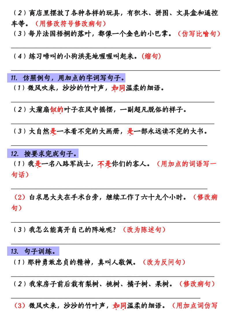 《重点句子专项训练》（3上）(1)_三年级上下册资料_三年级上册小红书同款资料_三年级(1)