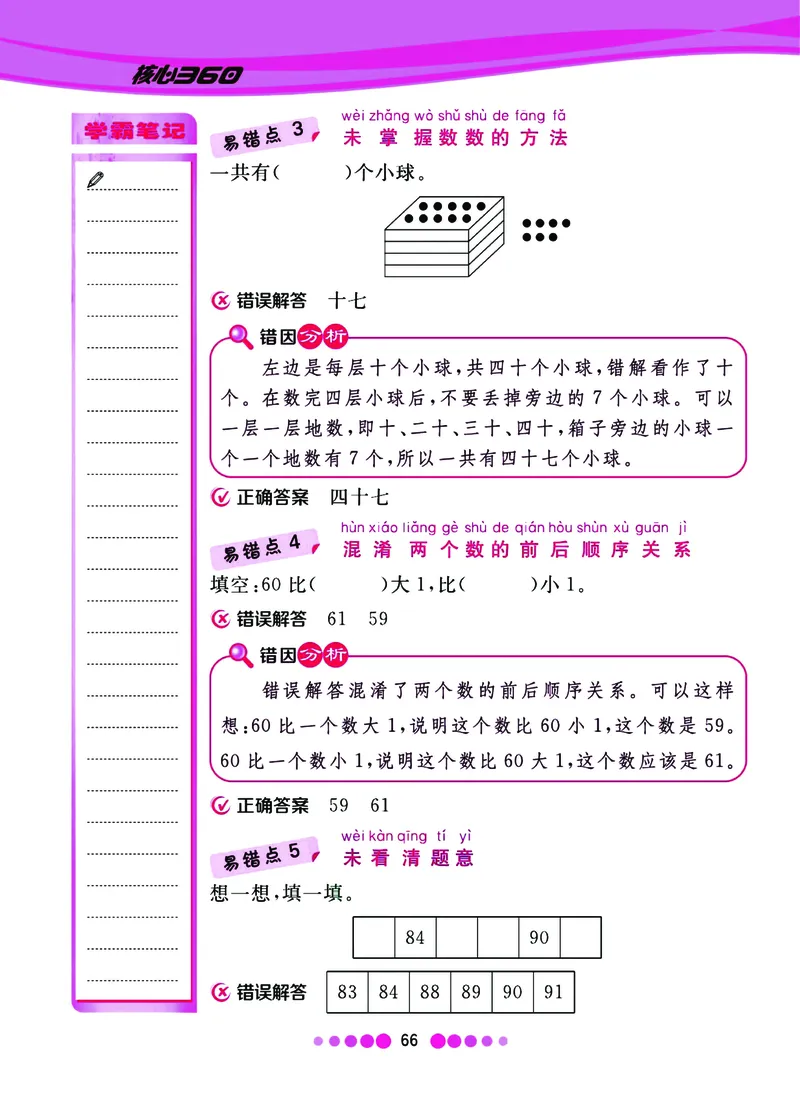 《核心课堂》易错清单数学1年级下册（SJ）_一年级上下册资料_小学一年级学习资料-25年更新版_1-04、小学一年级数学下册_1-4-2、练习题、作业、试题、试卷_苏教版_电子册类