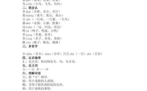 一（上）语文识字7《大小多少》重点及主题归纳_一年级上下册资料_小学一年级学习资料-25年更新版_1-01、小学一年级语文上册_02、课时练习_语文一（上）每一课核心考点