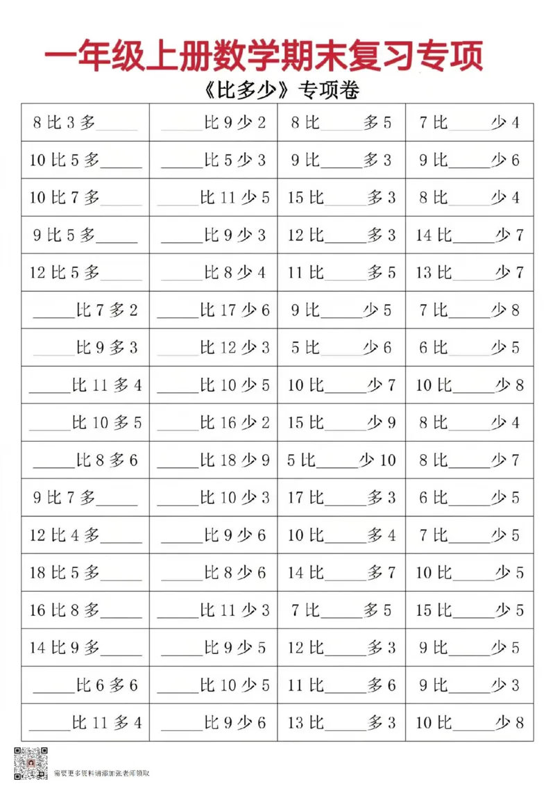 一年级上册数学期末复习专项_一年级上下册资料_一年级上册小红书同款资料_一年级(1)
