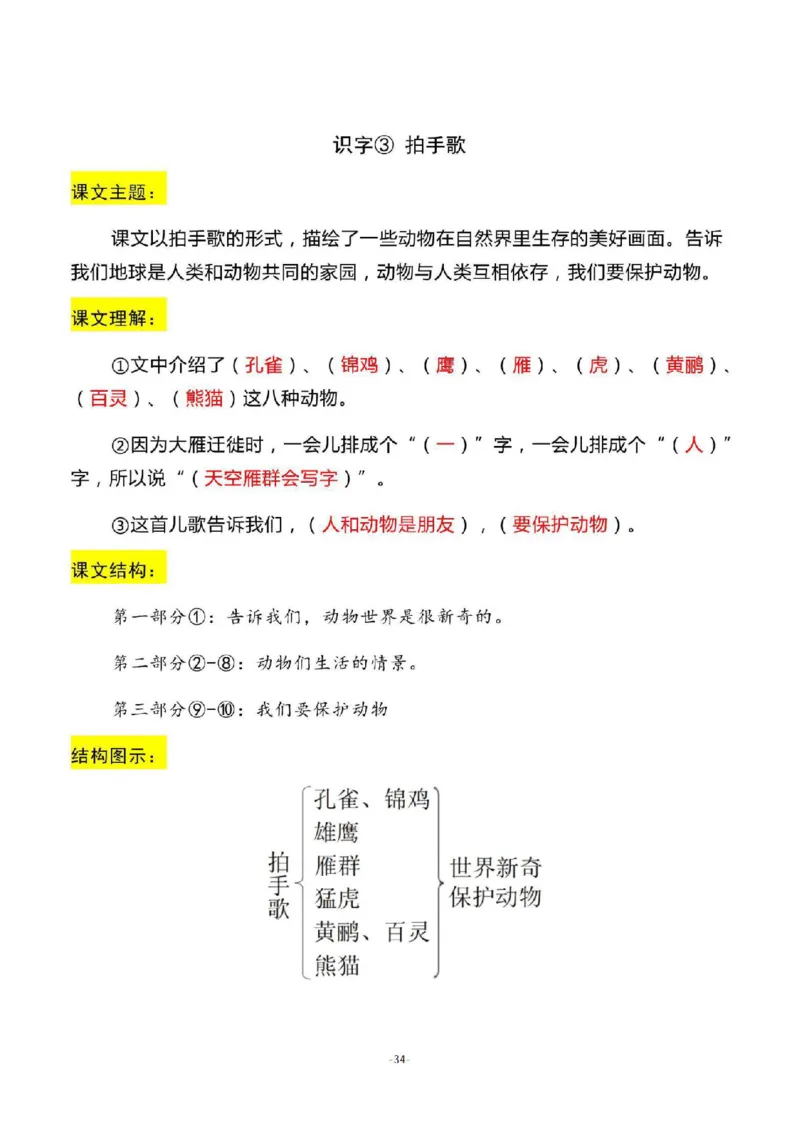 二（上）语文期末：全册每课结构梳理_二年级上下册资料_小学二年级学习资料-25年更新版_2-01、小学二年级语文上册_2-1-1、复习、知识点、归纳汇总_精品重点知识总汇