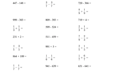 口算题(总复习三年级上册)1000题_小学数学口算计算速算练习1（1-6）题目类型全_三年级_口算3年级上册14000题_3上口算题(总复习三年级上册)1000题