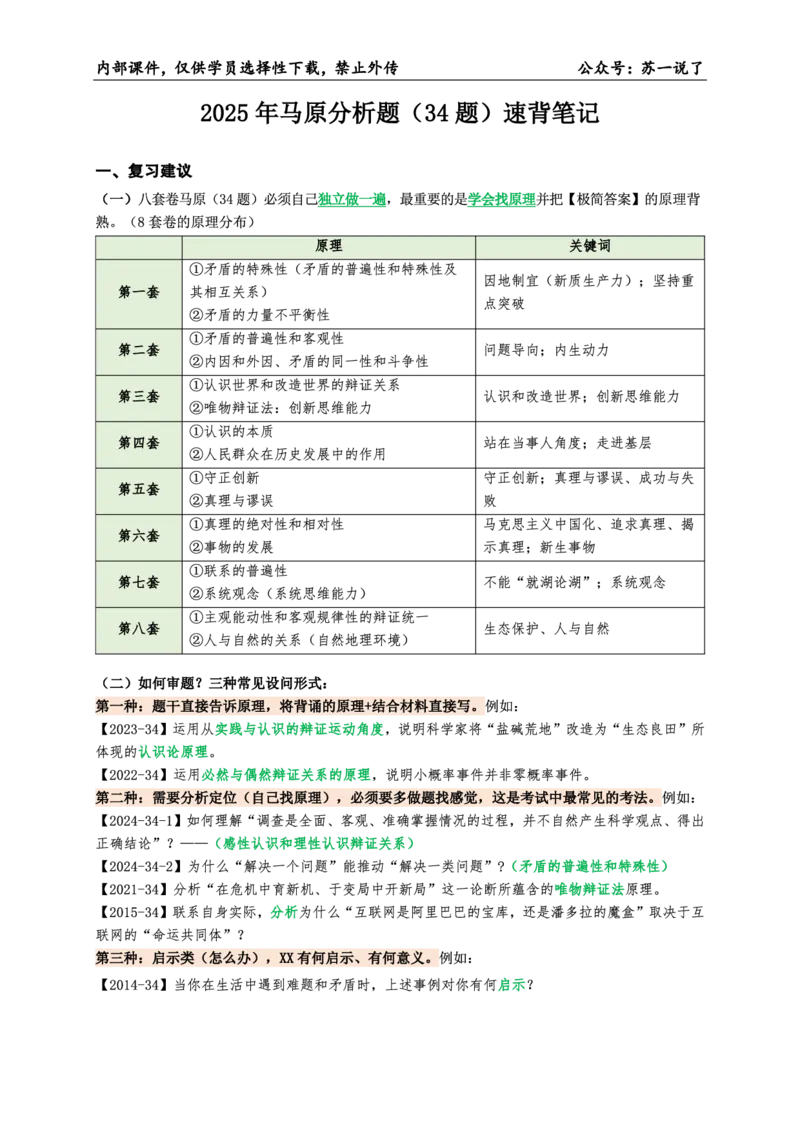 01.8套卷：马原分析题带背（34题）_2026考公资料_（49）政治理论合集_政治理论合集_2025考研政治pdf（笔记）_肖秀荣考研政治_苏一《八套卷》速背笔记_《8套卷》马原分析题带背