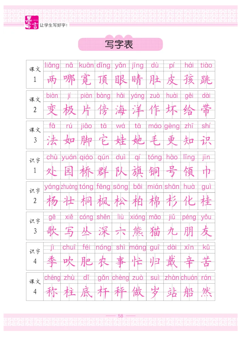 二（上）语文默写《墨言字帖》_二年级上下册资料_小学二年级学习资料-25年更新版_2-01、小学二年级语文上册_2-1-5、字贴、书写、晨读_语文默写合集