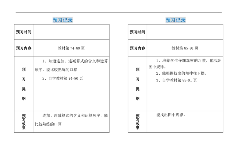 一年级下册数学期末-预习题卡人教新课标版_一年级上下册资料_小学一年级学习资料-25年更新版_1-04、小学一年级数学下册_1-4-2、练习题、作业、试题、试卷_人教版_专项练习