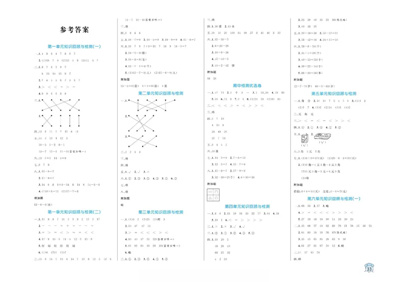 《黄冈名卷》数学1年级下册（SJ）_一年级上下册资料_小学一年级学习资料-25年更新版_1-04、小学一年级数学下册_1-4-2、练习题、作业、试题、试卷_苏教版_电子册类