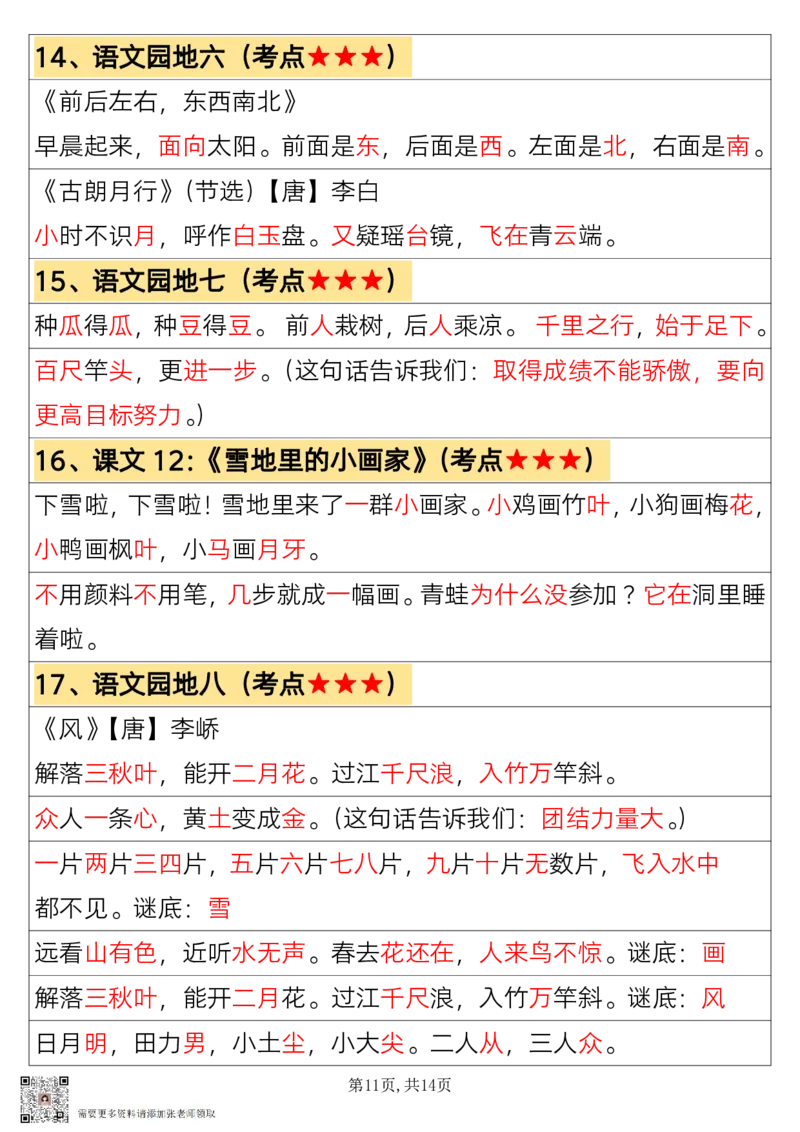 一上语文必背汇总_满_一年级上下册资料_一年级上册小红书同款资料_一年级上册资料