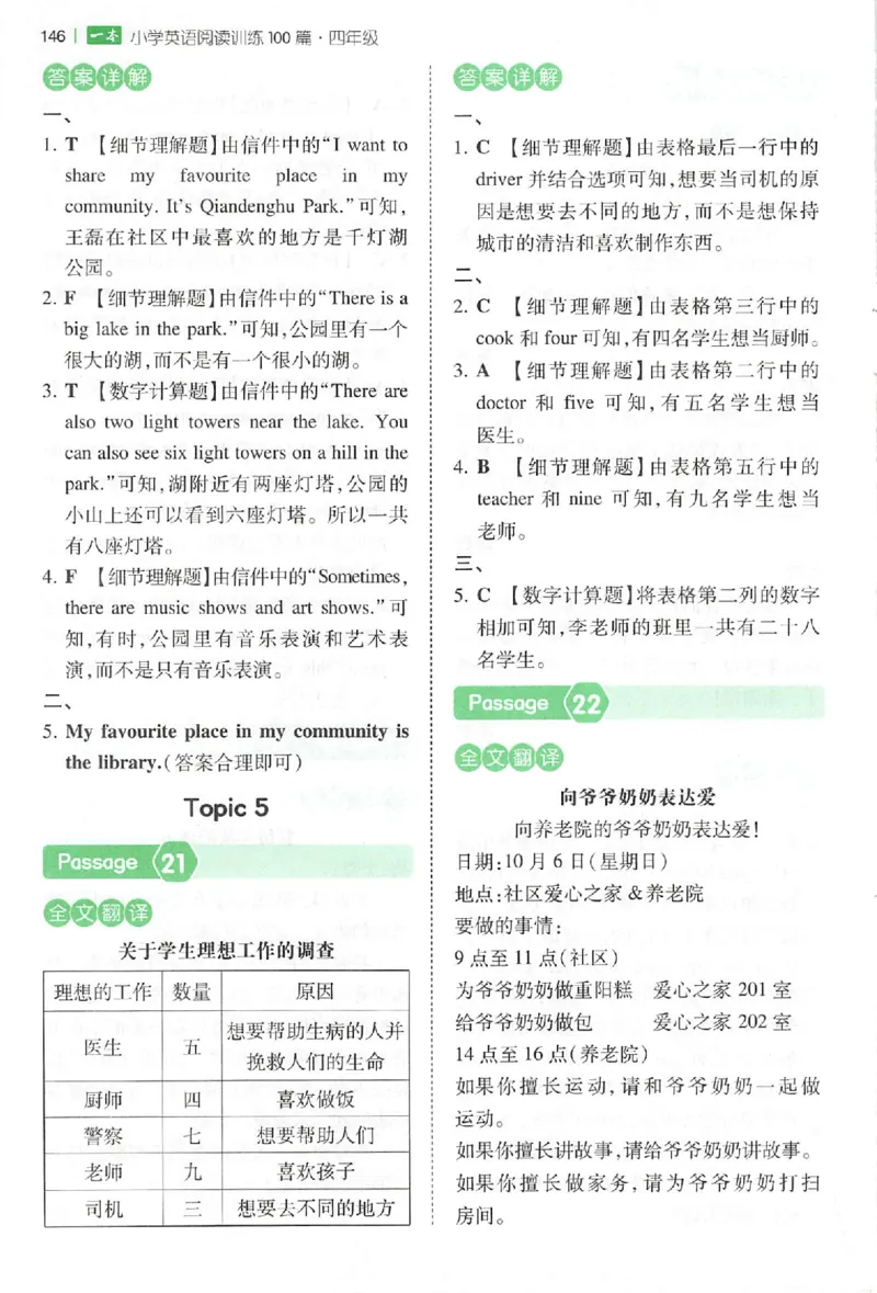 小英阅读100四年级答案册_25秋《一本小学英语阅读训练100篇》第九版3-6人教_26版一本小学英语阅读100篇四年级