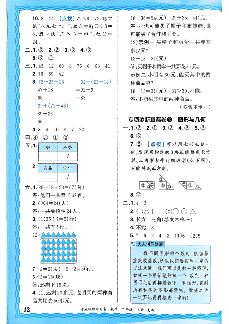 二年级数学上册冀教版25秋《王朝霞考点梳理时习卷》答案_25秋小学语数英习题试卷_数学_冀教版_1-6年级数学上册冀教版25秋《王朝霞考点梳理时习卷》