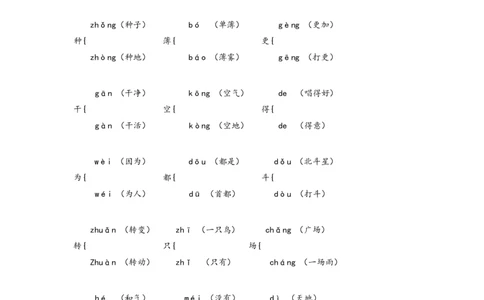 一年级下册多音字组词_一年级上下册资料_小学一年级学习资料-25年更新版_1-02、小学一年级语文下册_3-6-2-1、复习、知识点、归纳汇总_部编（人教）版_拼音生字