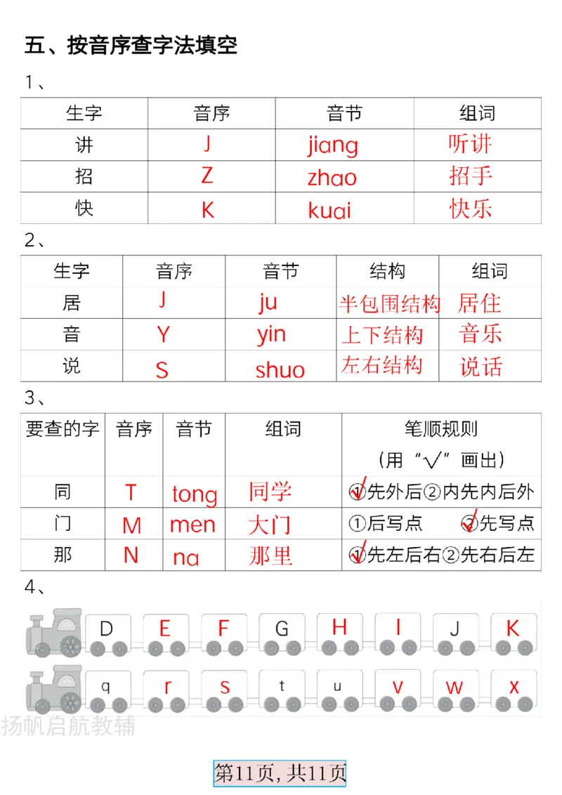 扬帆启航最新版一年级语文下册必备音序表(2)(1)_一年级上下册资料_一年级下册小红书同款资料_一下语文