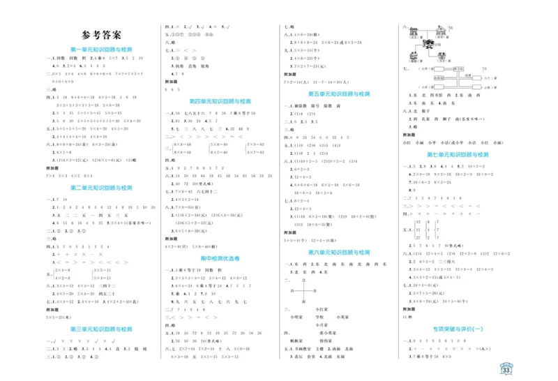 《黄冈名卷》数学2年级上册（63QD）_二年级上下册资料_小学二年级学习资料-25年更新版_2-03、小学二年级数学上册_2-3-2、练习题、作业、试题、试卷_青岛63版_电子册类