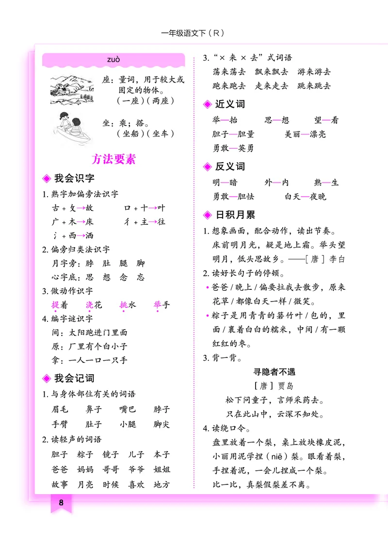 《黄冈小状元作业本》知识与方法清单-语文1年级下册（RJ）_一年级上下册资料_小学一年级学习资料-25年更新版_1-02、小学一年级语文下册_3-6-2-2、练习题、作业、专项、试卷_电子册类