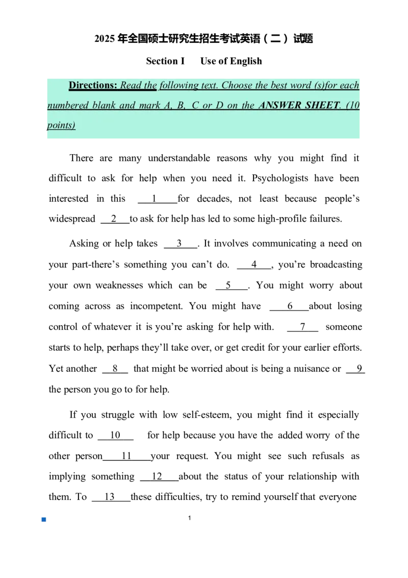 1_2025年全国硕士研究生招生考试英语（二）试题-完整版_考研英语+作文模板_1.英语一二下面文件有个别损坏先看这个_094考研英语1+2_考研英语2025（1+2）