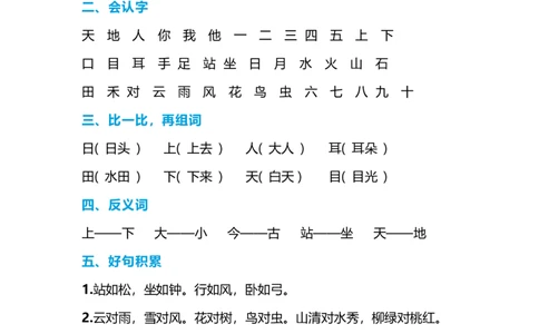 一年级语文上册-期末复习知识点_一年级上下册资料_小学一年级学习资料-25年更新版_1-01、小学一年级语文上册_01、知识汇总