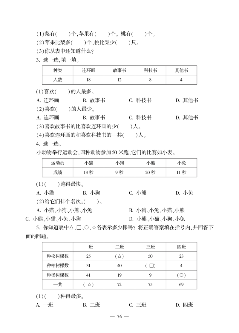 一下数学一课一练-九&mdash;&mdash;统计青岛版（无答案）_一年级上下册资料_一年级上语数英上下册学习资料_3-6-4、小学一年级数学下册_青岛版_2、同步练习_第2套