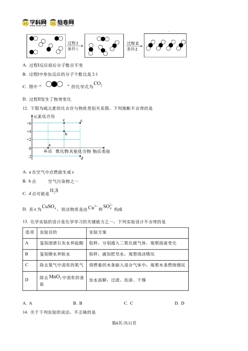 精品解析：广东省广州大学附属中学2024--2025学年九年级上学期期中考试化学试题（原卷版）_广州九上月考+期中+期末+一模二模+中考真题_2024年秋九年级上学期期中考试试卷和答案解析