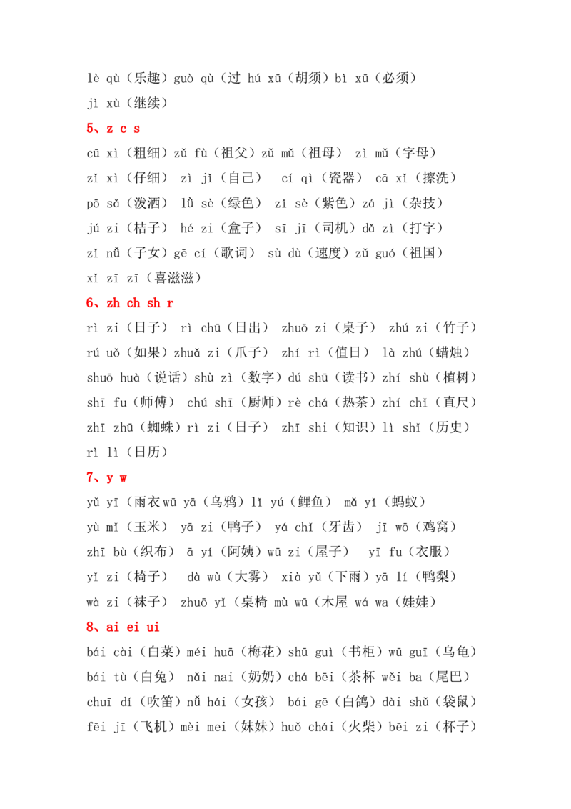 一年级音节拼读组词全汇总+练习_一年级上下册资料_小学一年级学习资料-25年更新版_1-01、小学一年级语文上册_08、专项练习_拼音生字