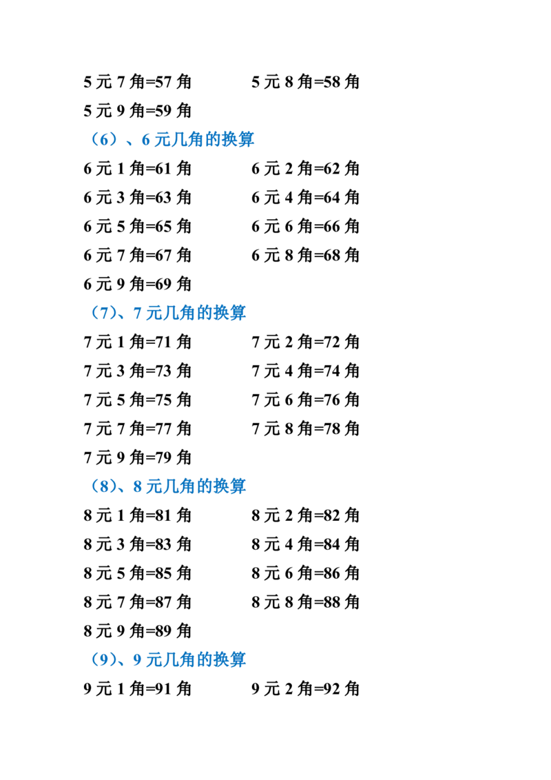小学人民币换算_一年级上下册资料_小学一年级学习资料-25年更新版_1-04、小学一年级数学下册_1-4-2、练习题、作业、试题、试卷_通用