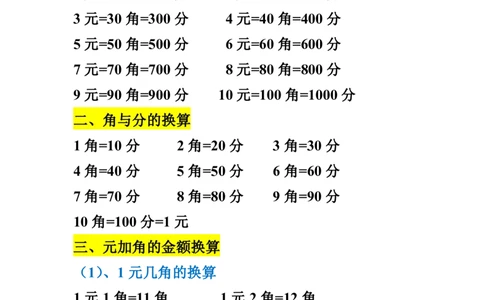 小学人民币换算_一年级上下册资料_小学一年级学习资料-25年更新版_1-04、小学一年级数学下册_1-4-2、练习题、作业、试题、试卷_通用