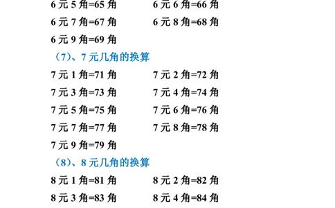 小学人民币换算_一年级上下册资料_小学一年级学习资料-25年更新版_1-04、小学一年级数学下册_1-4-2、练习题、作业、试题、试卷_通用