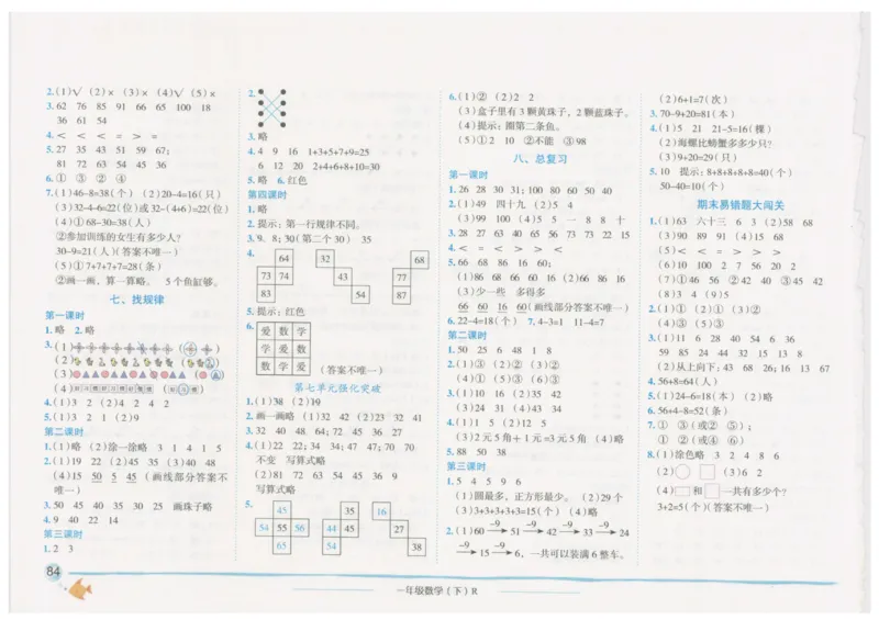 数学-黄冈小状元-2_一年级上下册资料_小学一年级学习资料-25年更新版_1-04、小学一年级数学下册_1-4-2、练习题、作业、试题、试卷_人教版_同步练习