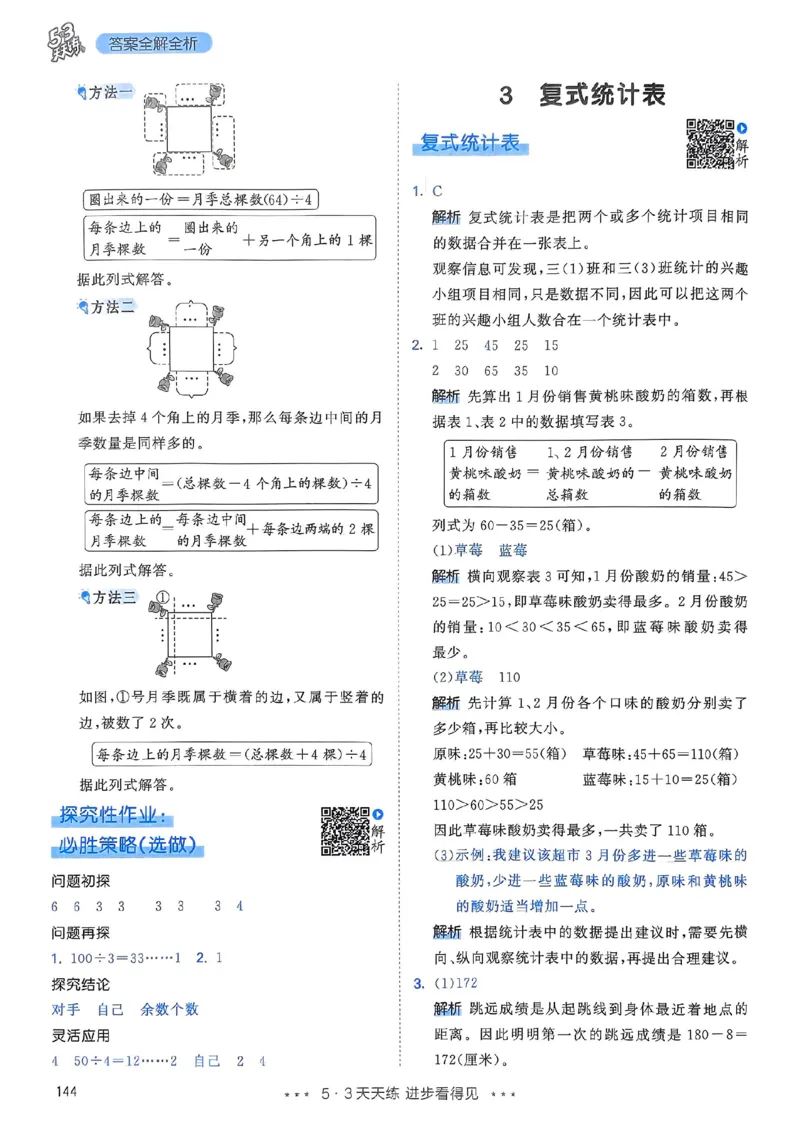 人教数学答案3下_三年级上下册资料_53黄冈多个品牌系列资料_数学