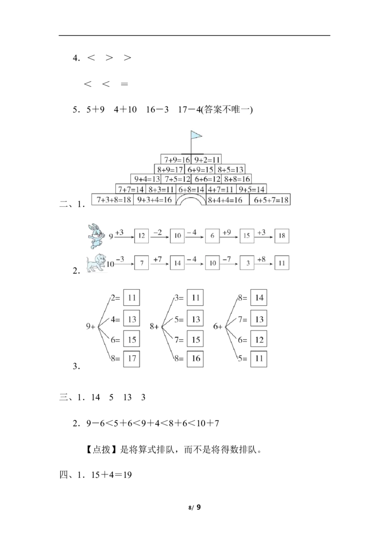 人教版数学一年级（上）第八单元测试卷3_一年级上下册资料_小学一年级学习资料-25年更新版_1-03、小学一年级数学上册_人教版_03、单元试卷_人教版数学一年级（上）单元检测卷