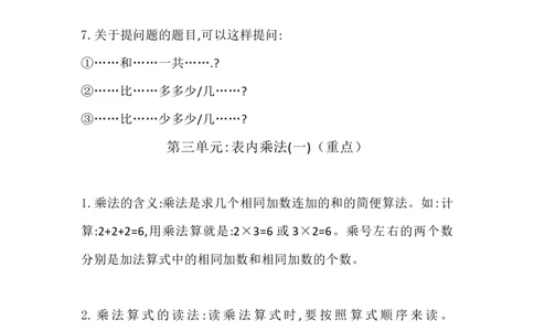 二（上）冀教版数学知识点汇总预习_二年级上下册资料_小学二年级学习资料-25年更新版_2-03、小学二年级数学上册_2-3-1、复习、知识点、归纳汇总_冀教版