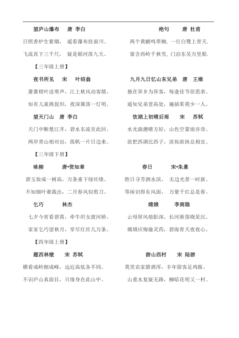 小学语文复习日积月累及古诗28页_三年级上下册资料_小学三年级学习资料-25年更新版_3-01、小学三年级语文上册_3-1-5、字贴、书写、晨读_每日晨读