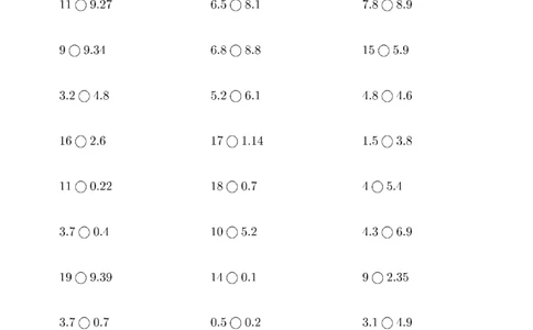 口算题(小数比大小)500题_小学数学口算计算速算练习1（1-6）题目类型全_三年级_口算3年级下册10000题_3下口算题(小数比大小)500题