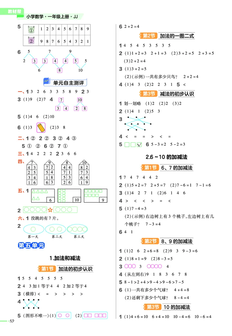 冀教版数学1年级上册举一反三课堂练习_一年级上下册资料_一年级上语数英上下册学习资料_3-6-3、小学一年级数学上册_冀教版_2、同步练习