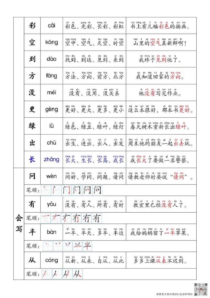 一上语文生字，组词，造句_一年级上下册资料_一年级上册小红书同款资料