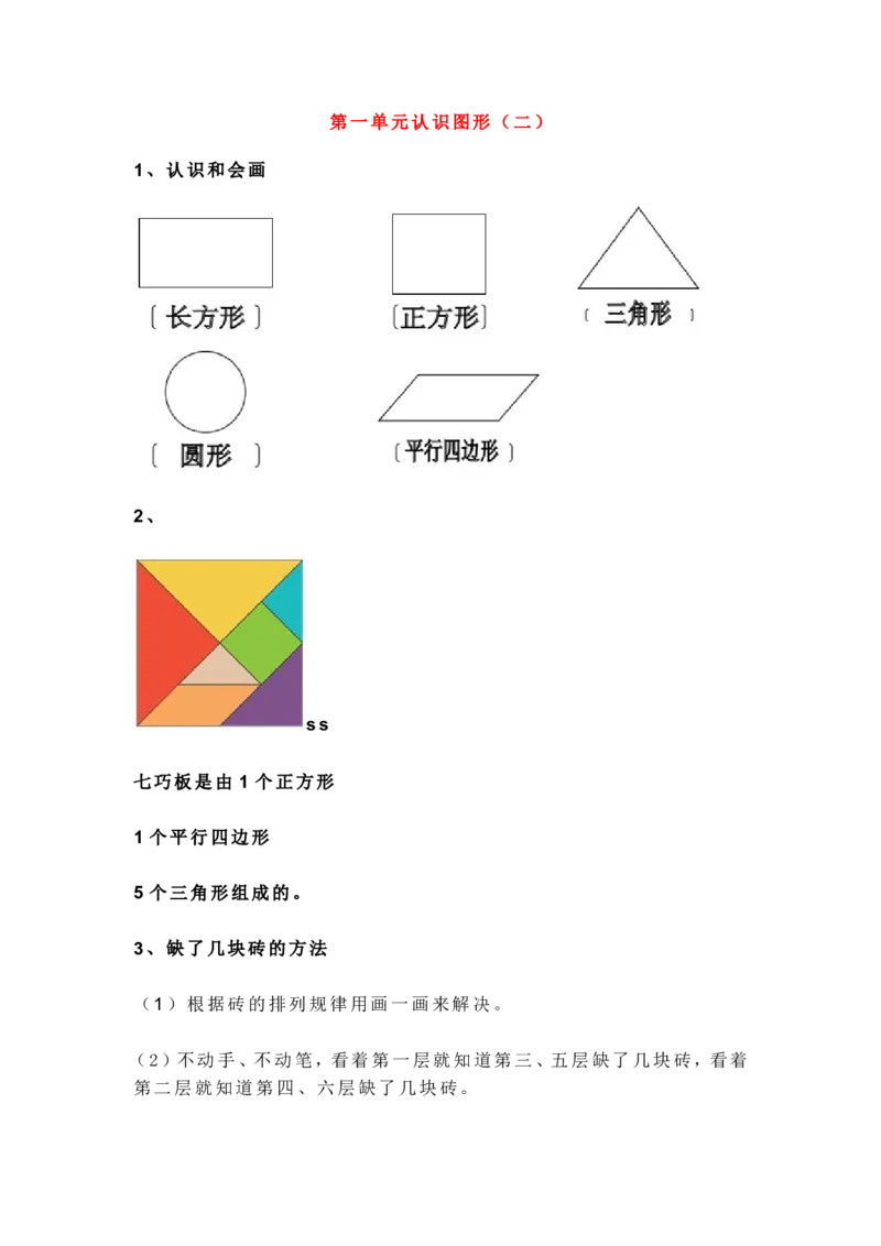 新人教版一年级数学下册各单元知识点_一年级上下册资料_小学一年级学习资料-25年更新版_1-04、小学一年级数学下册_1-4-1、复习、知识点、归纳汇总_人教版
