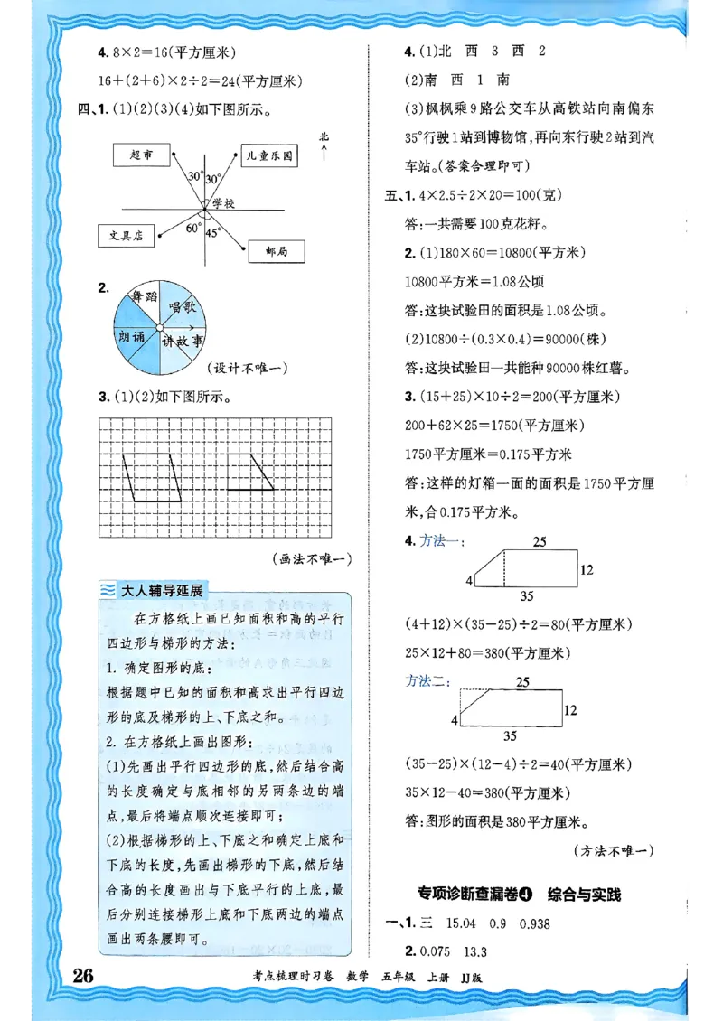 五年级数学上册冀教版25秋《王朝霞考点梳理时习卷》答案_25秋小学语数英习题试卷_数学_冀教版_1-6年级数学上册冀教版25秋《王朝霞考点梳理时习卷》