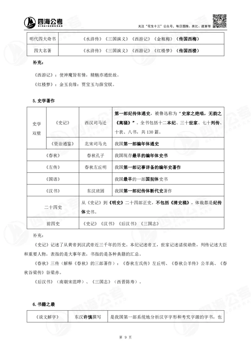 四海常识判断背诵手册10-15节的答案_2026考公资料_（01）花生十三_01系统班（2026版）花生十三旗舰班（行测+申论）_常识判断_背诵手册