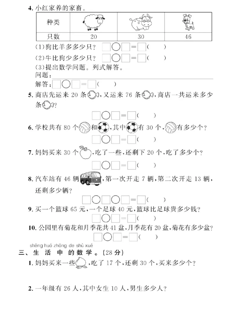 一年级数学下期末易错题考点题_一年级上下册资料_小学一年级学习资料-25年更新版_1-04、小学一年级数学下册_1-4-1、复习、知识点、归纳汇总_通用