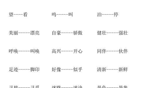 复习近义词和反义词表_二年级上下册资料_二年级语数英上下册学习资料_3-7-1、小学二年级语文上册_统编、部编、人教（语文全国统一只有一个版）_1、知识点总结_专项-字词句子