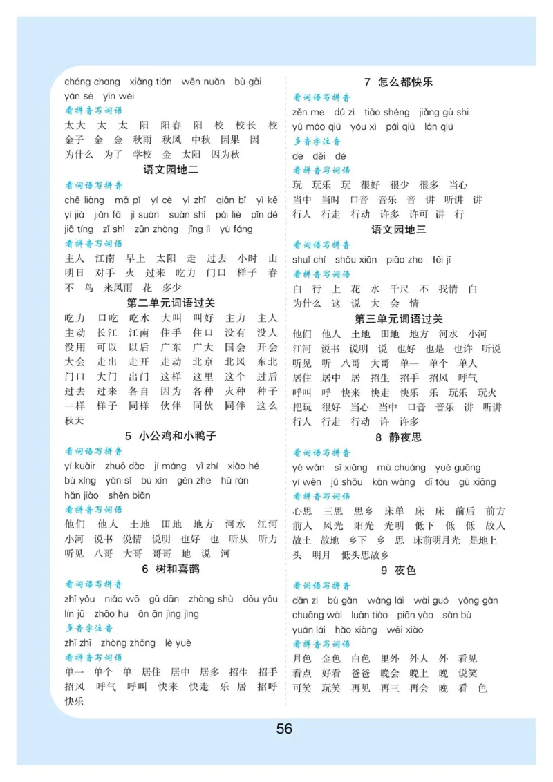 拼音丨拼音写词语1年级下册_一年级上下册资料_小学一年级学习资料-25年更新版_1-02、小学一年级语文下册_3-6-2-1、复习、知识点、归纳汇总_部编（人教）版_拼音生字