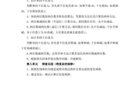 冀教版小学数学一年级下册知识点_一年级上下册资料_小学一年级学习资料-25年更新版_1-04、小学一年级数学下册_1-4-1、复习、知识点、归纳汇总_冀教版