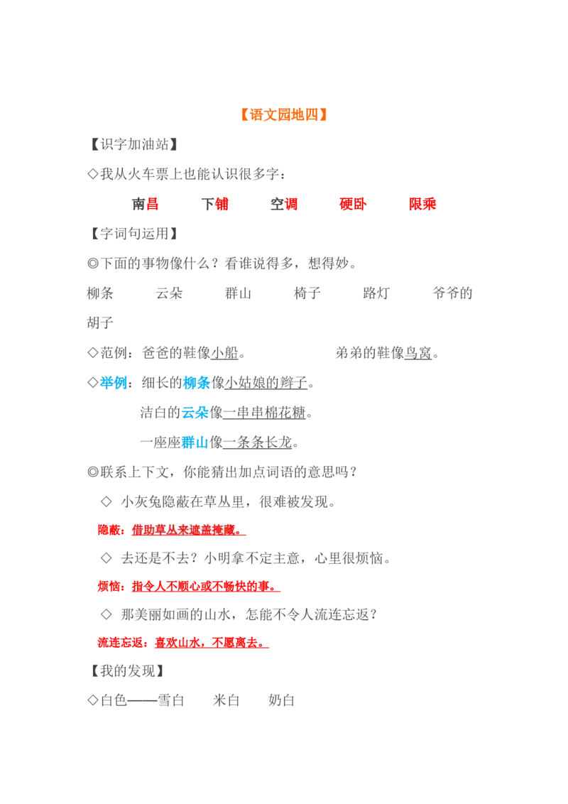 人教小学语文2上第1-4单元重要知识点(精编版)_小学语文一至六年级上下册电子版PDF单元知识点考试重点难点解析_知识点归纳总结人教小学语文2上