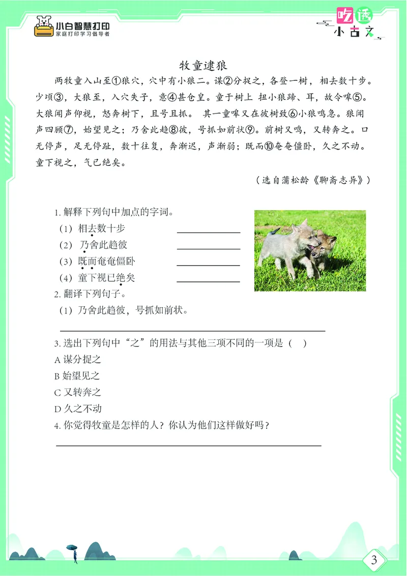 五年级文言文阅读理解52篇（含答案）_25秋小学语数英习题试卷_语文_小学文言文小古文练习